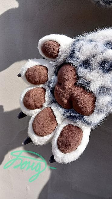 реалист: Мягкие лапы-перчатки в стиле снежного барса - Перчатки-лапки с — 2