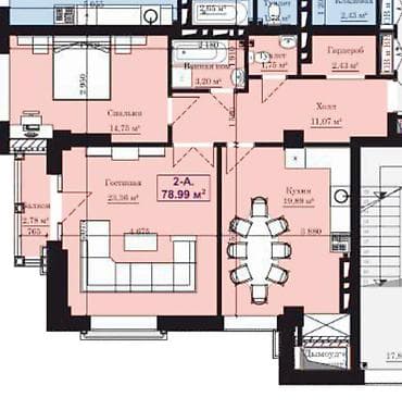 2 комнаты, 79 м², Ала-Арча ТРЦ 12 этаж — 2