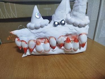 Шейшеп, жууркандар: Ручная декоративная шкатулка-статуэтка «Зубастый монстр» - Материал — 5