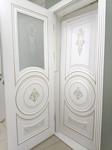 строительные магазины рядом: Ички эшик айнек менен, МДФ, Боёлгон, Россия, түсү - Ак, Күрөң, Боз, 20002200 * x 8696 см, Жаңы — 30