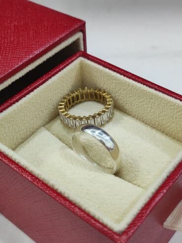 эксклюзивные свадебные пригласительные: Серебряные парные кольца Серебро напыление жёлтое золото 925 пробы — 3