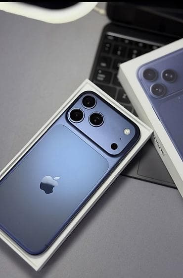 macbook 11: IPhone 17 Pro Max, Б/у, 256 ГБ, Blue Titanium, Зарядное устройство, Коробка, 100 % — 1