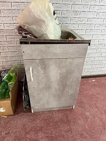вок газовый: Тумба для кухни, С мойкой, Напольная, Самовывоз, Платная доставка, цвет - Серый — 1