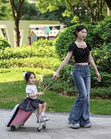 Балдардын кийим-кечелери жана бут кийимдери: Детский чемодан-каталка 2-в-1 - Чемодан для ручной клади со — 7