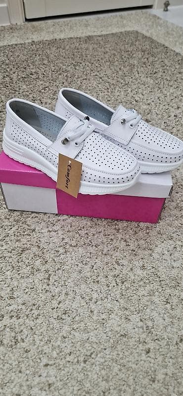 женские макасины: Белые женские кожанные мокасины Comfort. - Материал верха: мягкая — 1