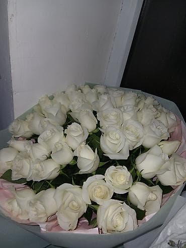 розы цветы: Букеты из белых роз - Состав: классические белые розы с крупным — 1