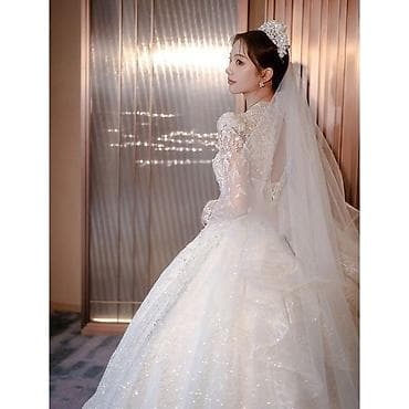 samsung pen: Свадебное платье «Принцесса» с длинным шлейфом и фатой - Силуэт — 5