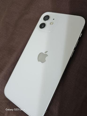 IPhone 12, Б/у, 64 ГБ, Белый, Защитное стекло, 85 %