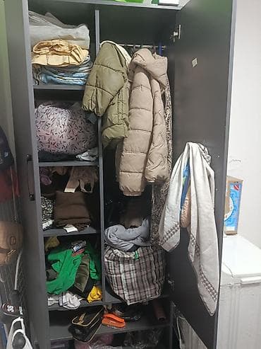 Офис эмереги: Двухдверный шкаф-купе/распашной темно-серого цвета. - Форм-фактор — 2