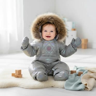 детский зимний комбез для новорождённых: Детский зимний комбинезон zyjj baby, рост 74 см. - Теплый — 1