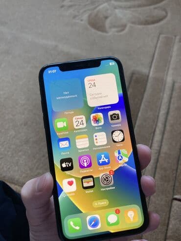 IPhone X, Б/у, 64 ГБ, Черный, Чехол, 60 %