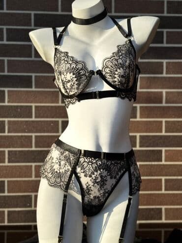 оборудование для нижнего белья: Комплект, Бюстгальтер, Стринги, Гипюр, С кружевом — 3