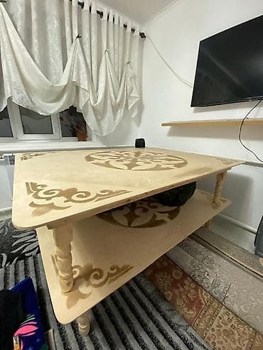 Тумбалар: Деревянный стол для гостиной, зоны отдыха. Форма: прямоугольный — 1