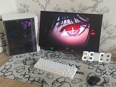 3ds max: Игровой/рабочий ПК в белом корпусе с боковым стеклом и подсветкой — 1