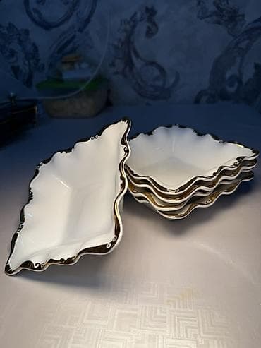 double a: Набор десертных/салатных пиал из фарфора с золотым декором,чашка — 8