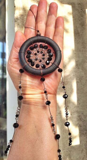 подставка для ювелирных украшений: Ловец Солнца ручной работы. - Основа: круглый обруч с темным — 9