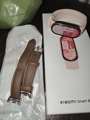 часы mi band: Xiaomi Smart Band 10 (розовый) + дополнительный кожаный ремешок - — 3