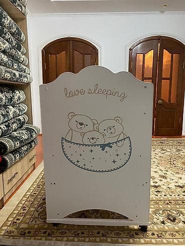 спальный мишок: Детская кроватка с матрасом - Материал: дерево/МДФ, окраска в белый — 3