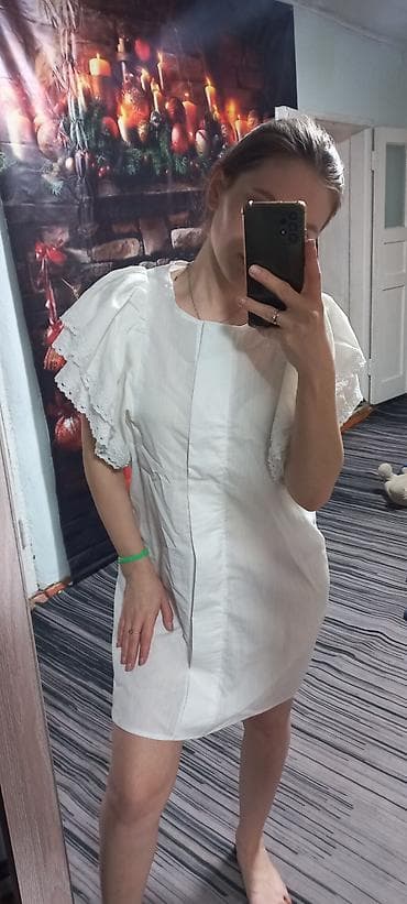 женские джинсовые капри: Повседневное платье, Лето, Короткая модель, Прямое, L — 1