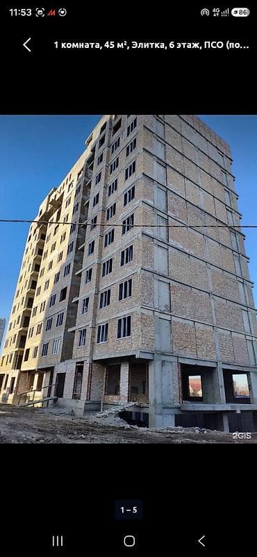 Кыймылсыз мүлк: 1 бөлмө, 45 м², Төмөнкү Джал (Джал-23) Элитка, 6 кабат, ПСО (өз алдынча бүтүрүү) — 3