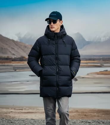 купить женский пуховик большого размера: Пуховик, По колено, С капюшоном, 2XL — 1