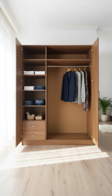 каркасный шкаф для одежды: Шкаф для одежды, Б/у, Прямой, ЛДСП — 1