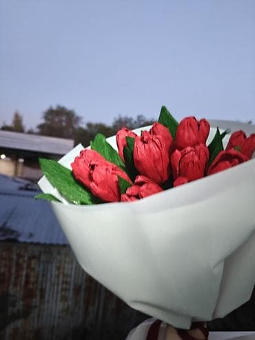 крафт бумага: Букет из бумаги тюльпаны - Состав: ручные тюльпаны из гофрированной — 3