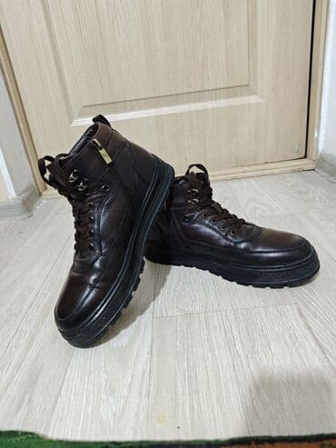 кожаный обувь: Мужские кожаные ботинки высокого кроя Размер: 41 - Цвет: кофейный - — 2