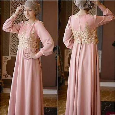 цвет персик: Платья нарядные. Ткань лайт и гепюр обшитый золотом. Цвет персиковый с — 1