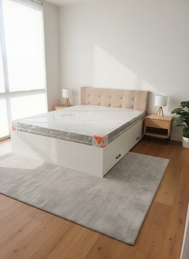 кровать с ящиками: Двуспальная кровать, Новый, С ящиком для хранения, длина - 200 см — 1