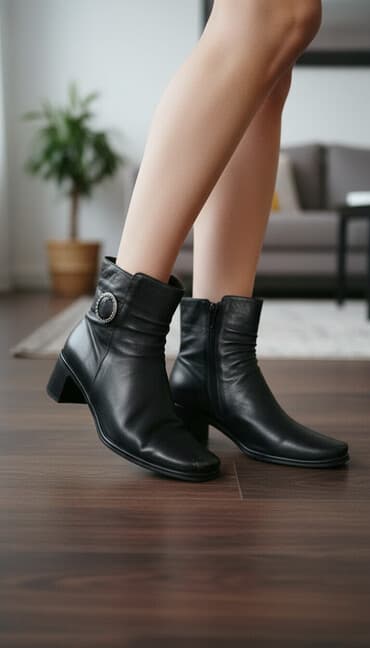 сапоги из натурального меха и кожи: Полусапоги кожаные, демисезонные 36 (23) размера, в отличном — 1