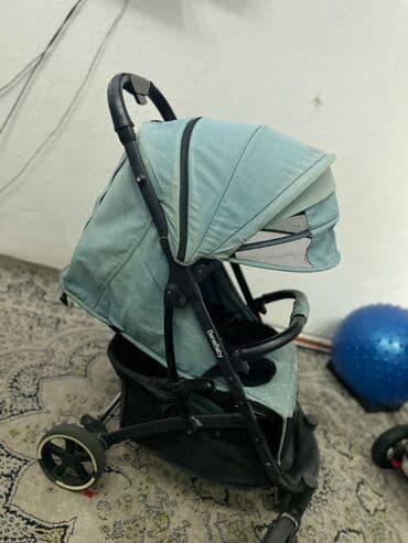 детская коляска игрушка: Коляска, цвет - Голубой, Б/у — 3