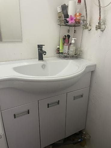 Тумбы и подставки: Тумба для ванны, Новый, С раковиной, ЛДСП, Самовывоз, цвет - Белый — 2