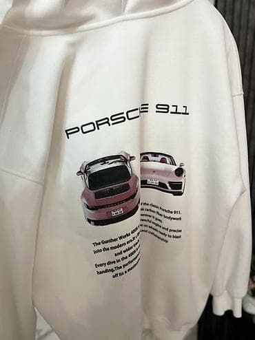 nike tech: Белая худи на молнии с принтом Porsche 911 - Цвет: белый - Фасон — 3