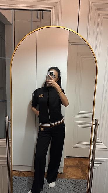 Женский спортивный костюм, двухпредметный - Цвет: черный с