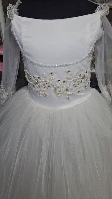 школьный фартук на прокат: Детское платье, цвет - Белый, Новый — 2