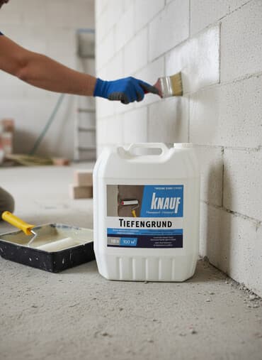 купить почву для комнатных растений: Грунтовка Knauf Tiefengrund в пластиковой канистре объемом 10 литров — 1