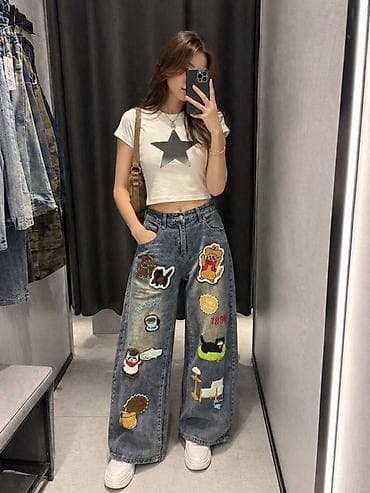 mind error jeans: Широкие женские джинсы с высокой посадкой и прямыми, очень объемными — 2