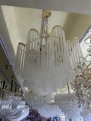 string art: Подвесная люстра с каскадом из стеклянных подвесок - Тип: потолочная — 1