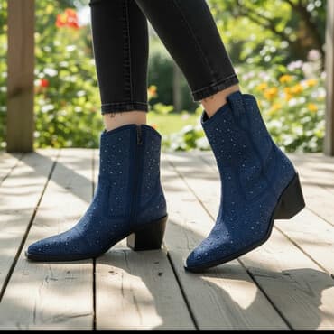 пол сапоги женские: Женские полусапоги / казаки - Цвет: насыщенный темно‑синий - Материал — 1