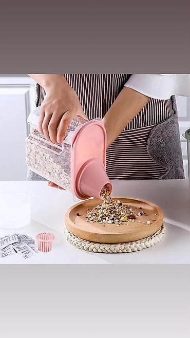 мерные: Прозрачный пластиковый контейнер для хранения сыпучих продуктов — 3