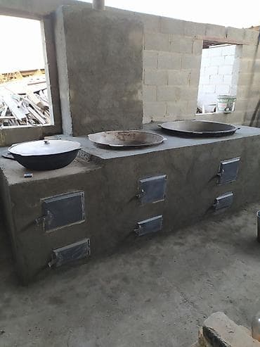 Многоочаговая печь под казаны/таган для уличной кухни - Три