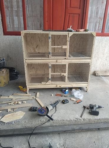 Двухъярусная деревянная клетка/вольер для грызунов и птиц -