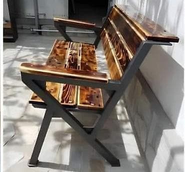 Скамейка Металл, Со спинкой, Без крыши — 2