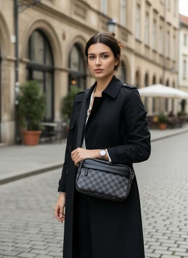 сумка и кошелек набор: Мужская барсетка через плечо (кроссбоди) - Цвет: черный/темно‑серый - — 2