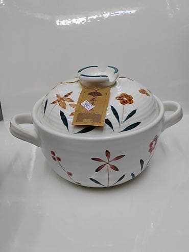 dish sets: Керамическая кастрюля с крышкой и ручками - Материал: керамика/фарфор — 1