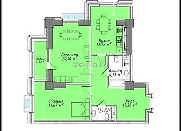 Недвижимость: 2 комнаты, 80 м², Асанбай мкр Элитка, 4 этаж, ПСО (под самоотделку) — 1