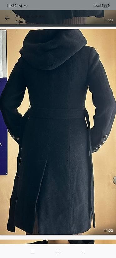 Сырт кийим: Женское демисезонное пальто с капюшоном, черное - Классический — 2