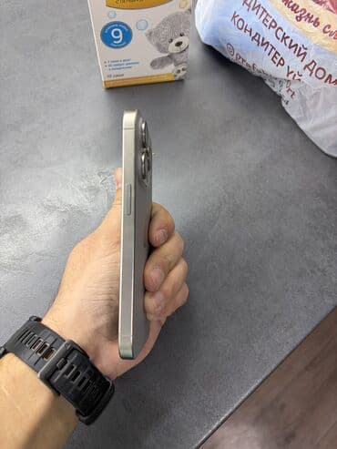 айфонго алмашам: IPhone 15 Pro, Колдонулган, 128 ГБ, Natural Titanium, Кабель, Куту, 85 % — 4