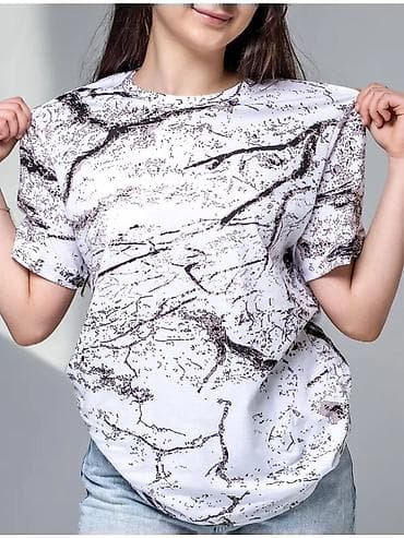 одежди: Мужская футболка с принтом “мрамор/ветви”. - Материал: 100% хлопок — — 6